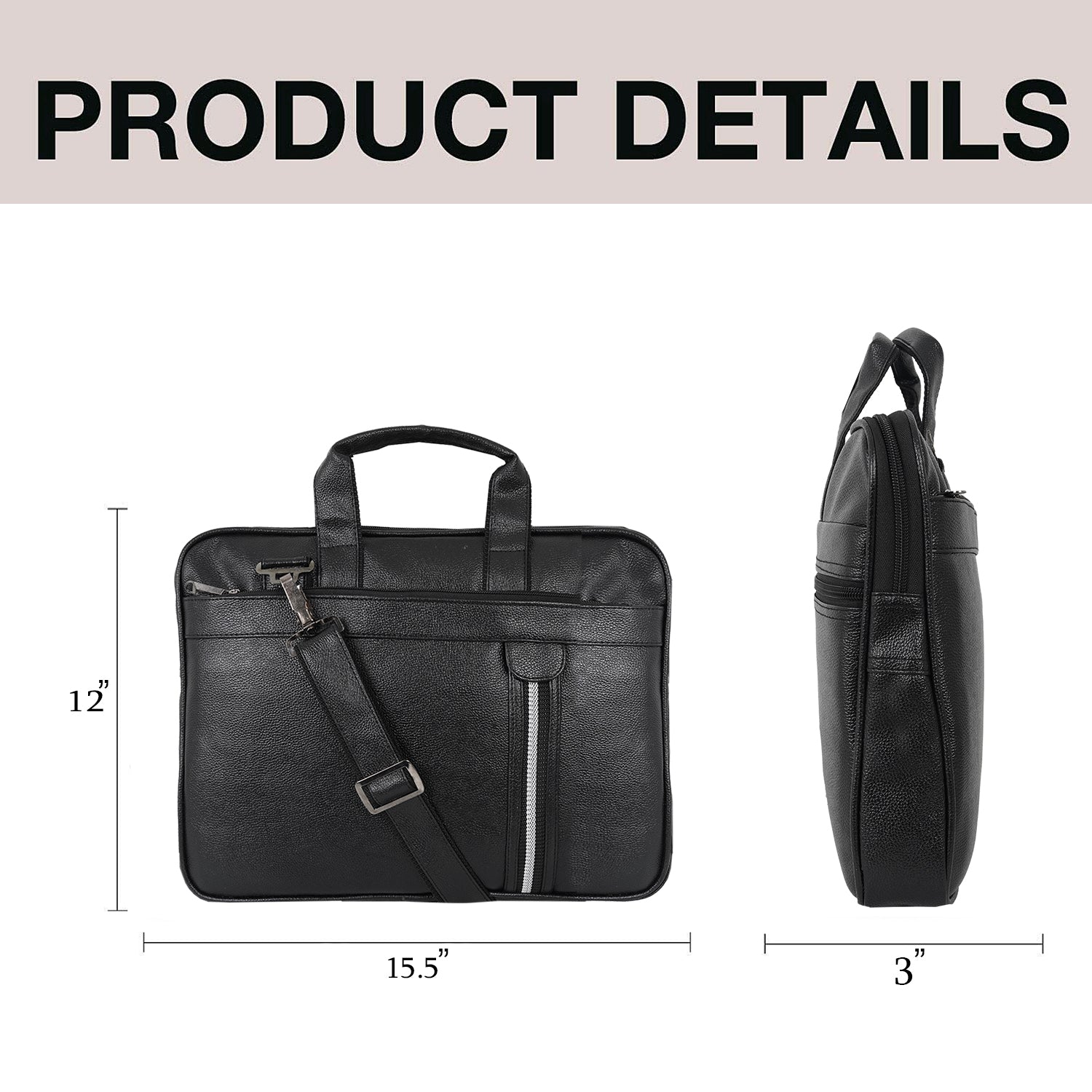 Black classic design laptop bag with comfortable handle (LB367) (8836306764078)