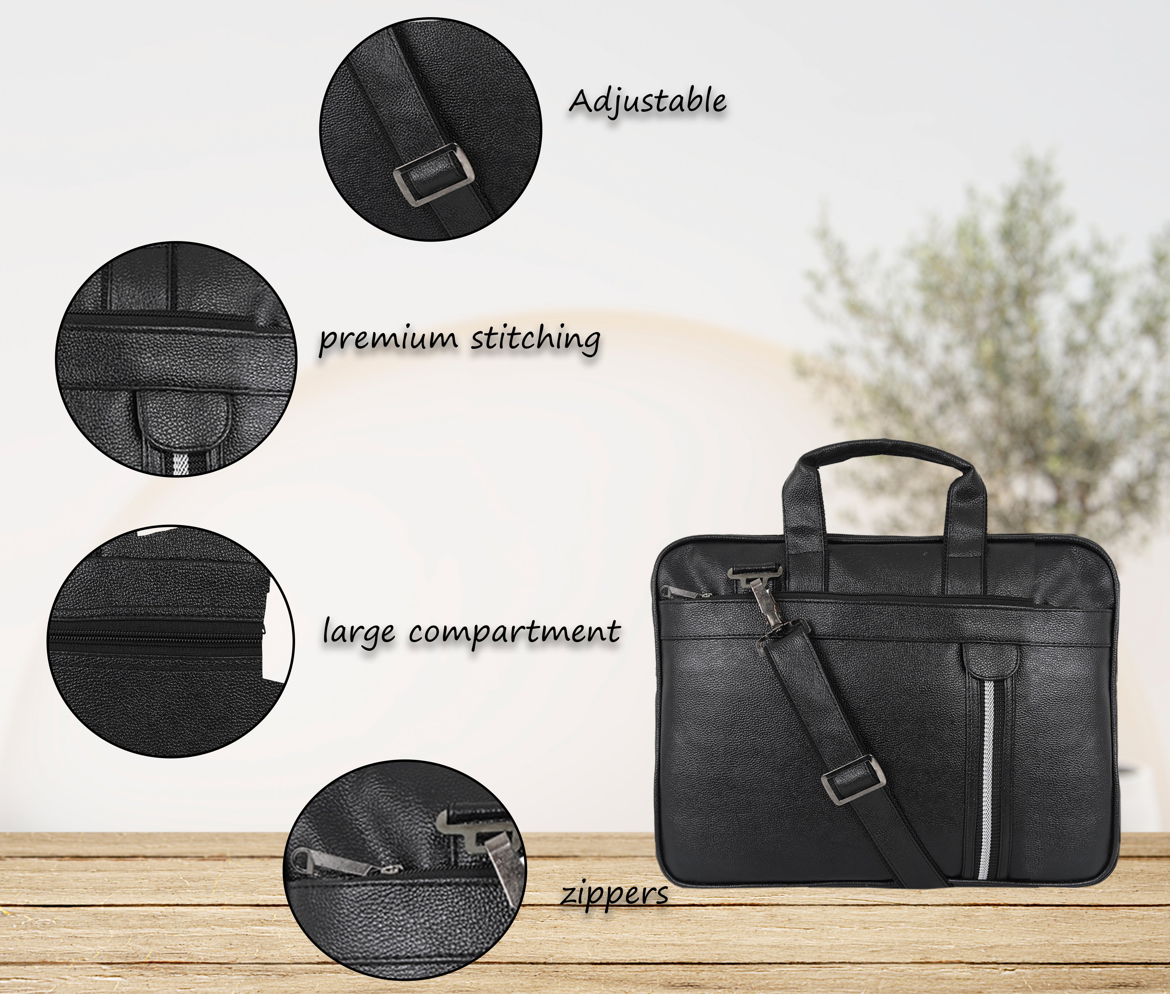 Black classic design laptop bag with comfortable handle (LB367) – Montbold